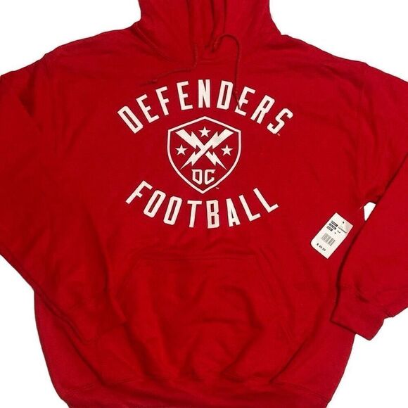 NWT XFL UFL Washington Defenders Logo Red Pullover Hoodie Men’s Size Medium - Picture 2 of 8